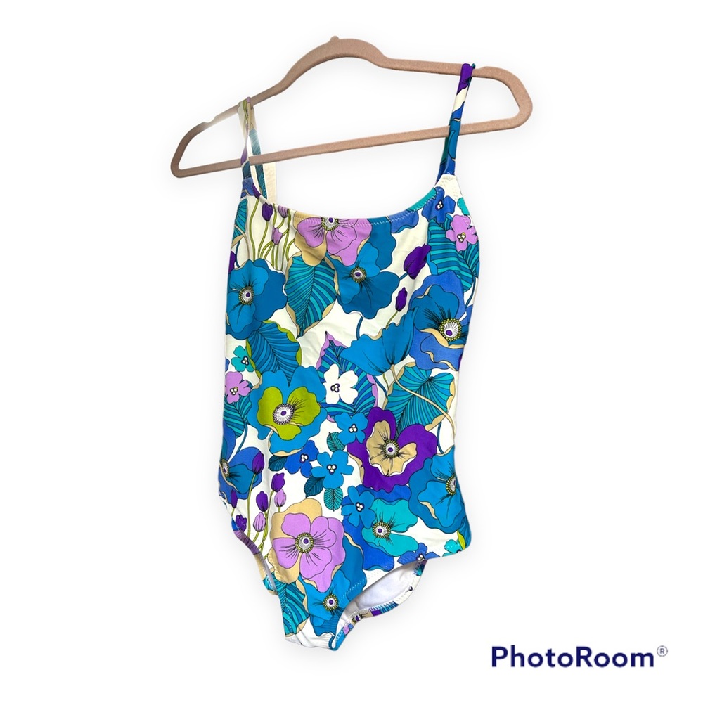 Leilani Blue Print One Piece Bathing suit Medium
